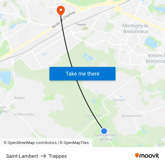 Saint-Lambert to Trappes map