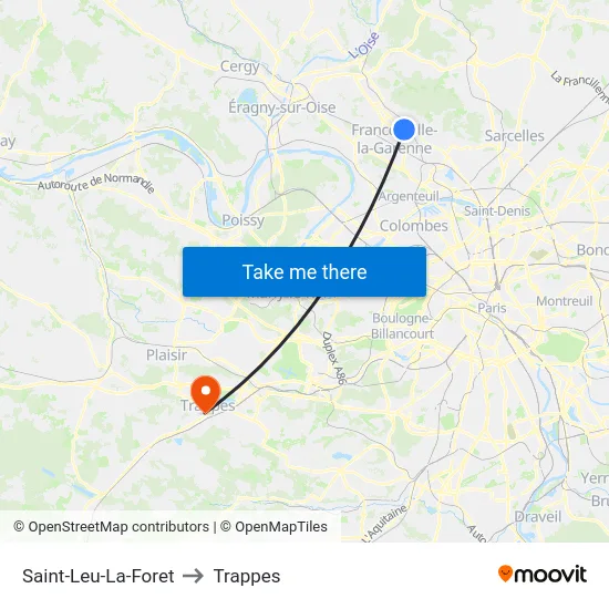 Saint-Leu-La-Foret to Trappes map