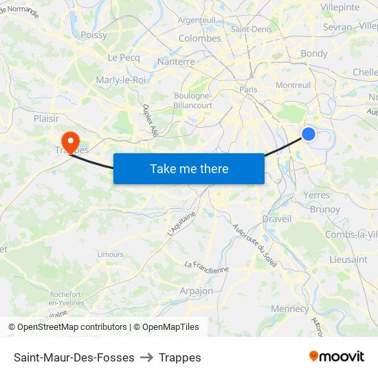 Saint-Maur-Des-Fosses to Trappes map