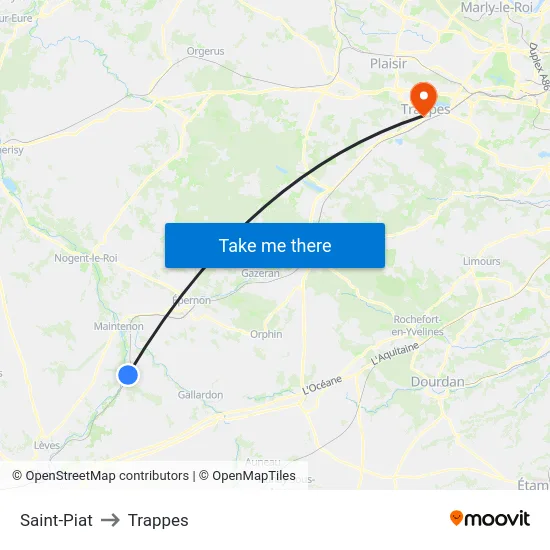 Saint-Piat to Trappes map