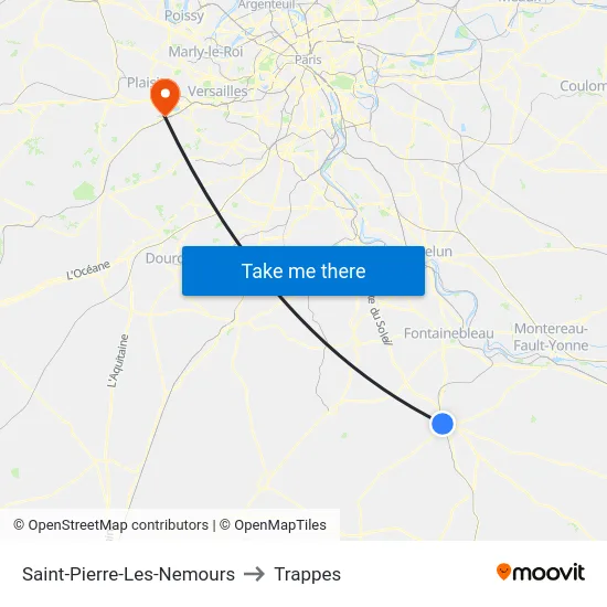 Saint-Pierre-Les-Nemours to Trappes map