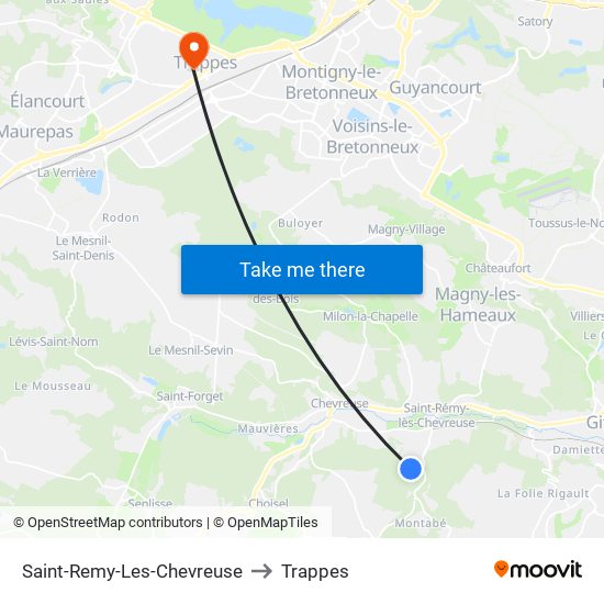 Saint-Remy-Les-Chevreuse to Trappes map