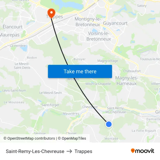 Saint-Remy-Les-Chevreuse to Trappes map
