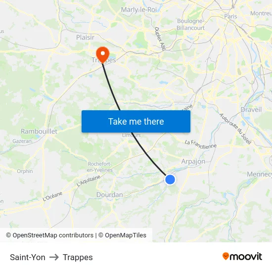 Saint-Yon to Trappes map