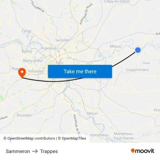 Sammeron to Trappes map