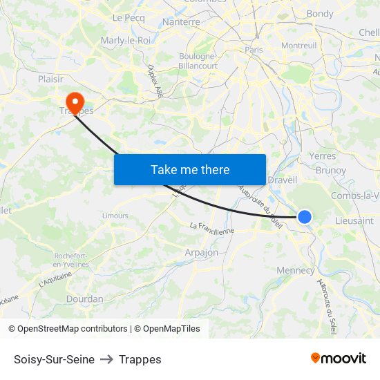 Soisy-Sur-Seine to Trappes map
