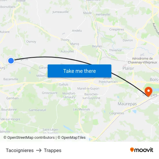 Tacoignieres to Trappes map
