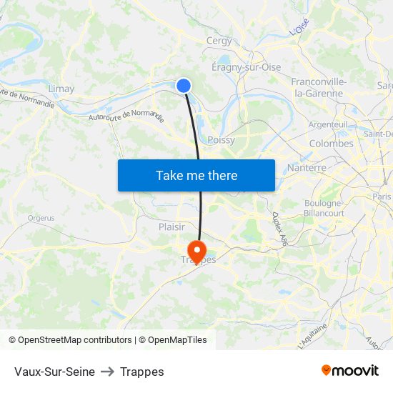 Vaux-Sur-Seine to Trappes map