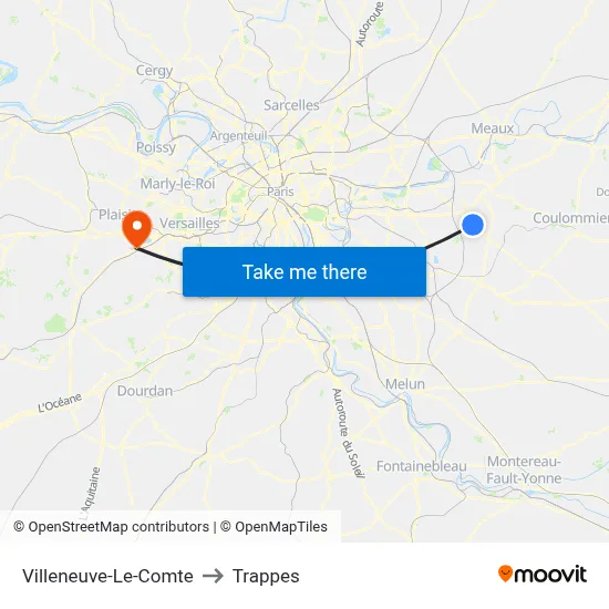 Villeneuve-Le-Comte to Trappes map