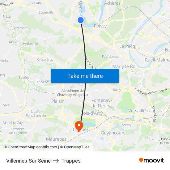 Villennes-Sur-Seine to Trappes map