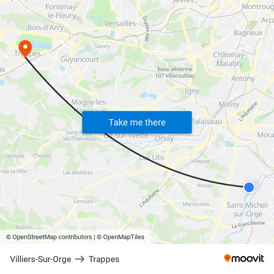 Villiers-Sur-Orge to Trappes map