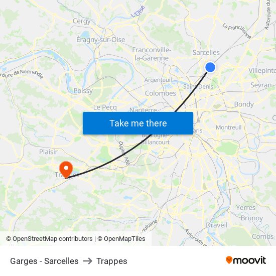 Garges - Sarcelles to Trappes map