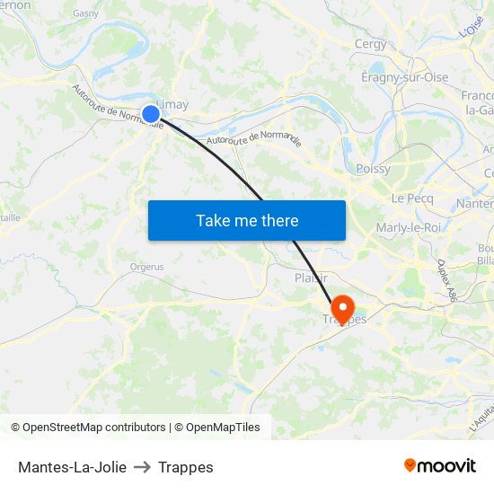 Mantes-La-Jolie to Trappes map
