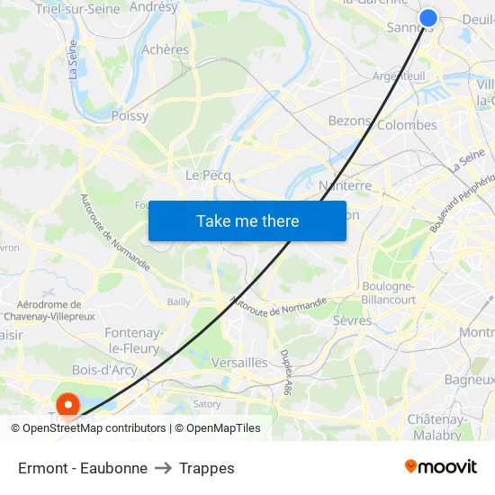 Ermont - Eaubonne to Trappes map