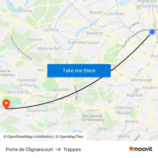 Porte de Clignancourt to Trappes map