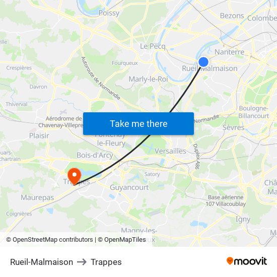 Rueil-Malmaison to Trappes map