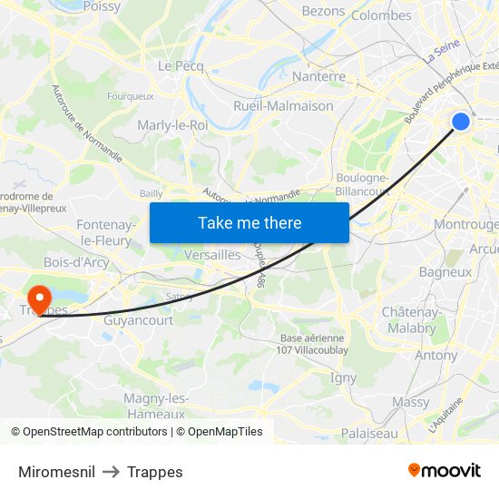 Miromesnil to Trappes map