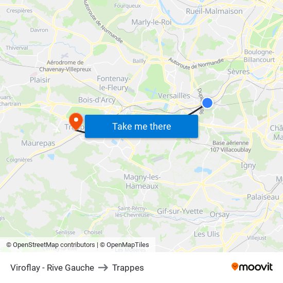 Viroflay - Rive Gauche to Trappes map