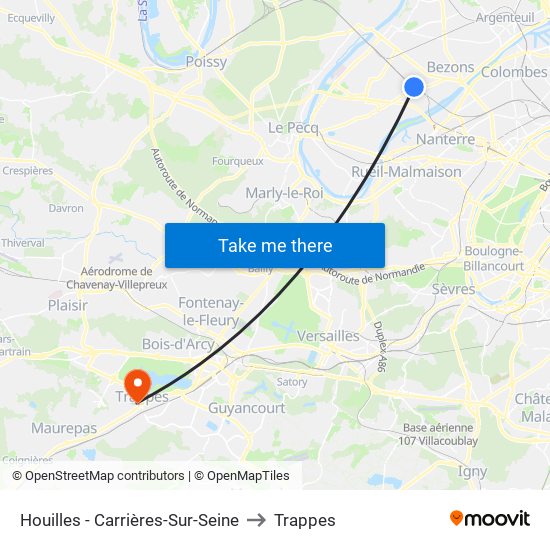 Houilles - Carrières-Sur-Seine to Trappes map