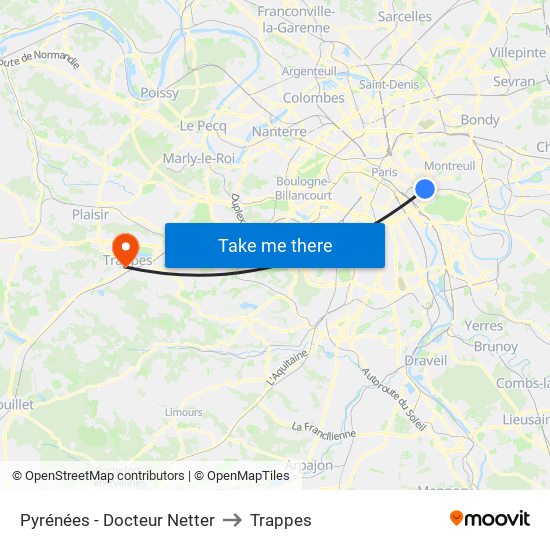 Pyrénées - Docteur Netter to Trappes map