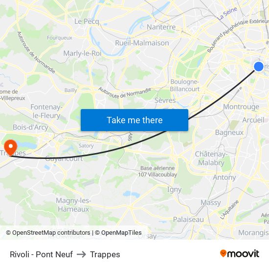 Rivoli - Pont Neuf to Trappes map
