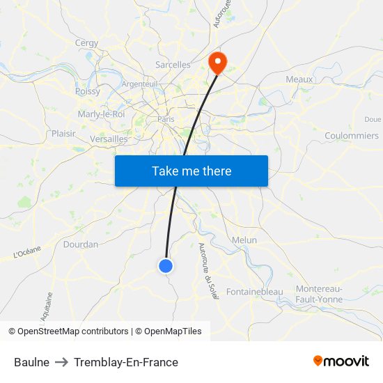 Baulne to Tremblay-En-France map