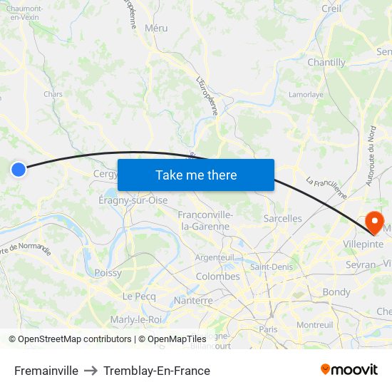 Fremainville to Tremblay-En-France map