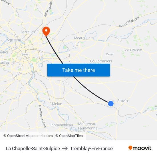 La Chapelle-Saint-Sulpice to Tremblay-En-France map