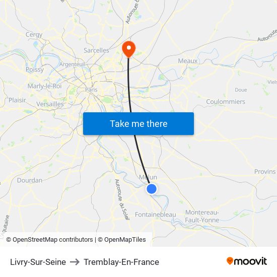 Livry-Sur-Seine to Tremblay-En-France map