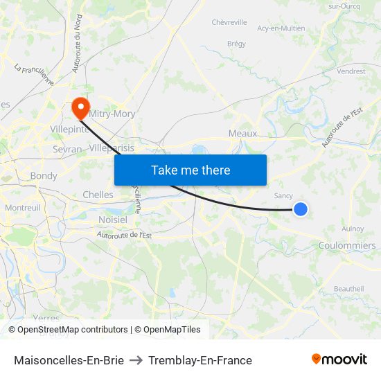 Maisoncelles-En-Brie to Tremblay-En-France map