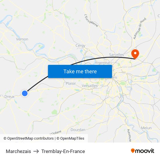 Marchezais to Tremblay-En-France map