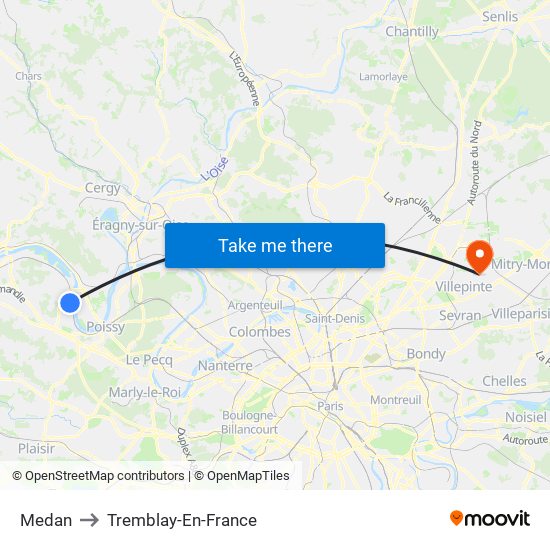 Medan to Tremblay-En-France map