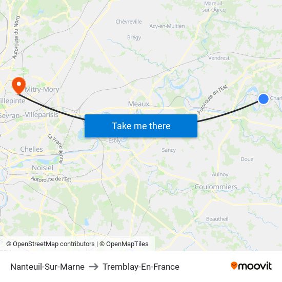 Nanteuil-Sur-Marne to Tremblay-En-France map