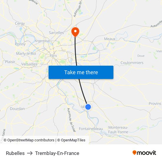 Rubelles to Tremblay-En-France map