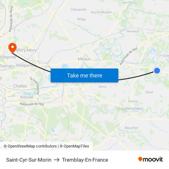 Saint-Cyr-Sur-Morin to Tremblay-En-France map