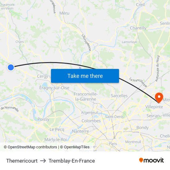 Themericourt to Tremblay-En-France map