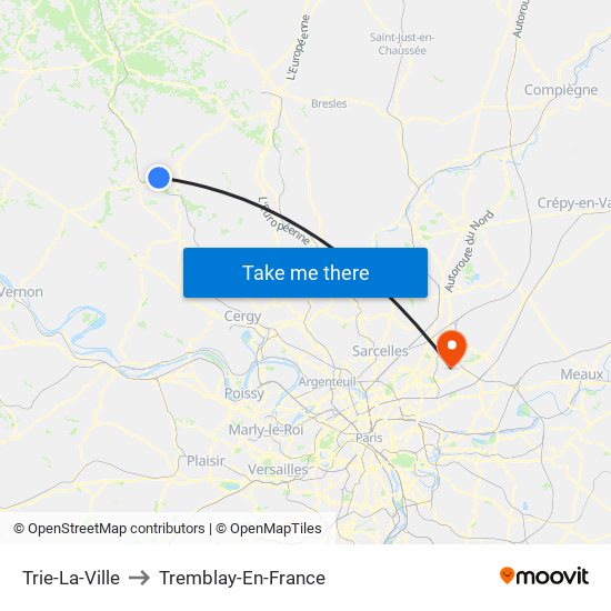 Trie-La-Ville to Tremblay-En-France map