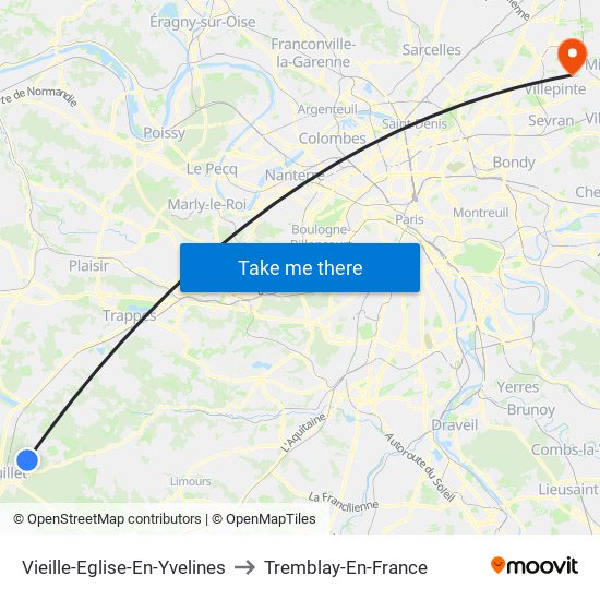 Vieille-Eglise-En-Yvelines to Tremblay-En-France map