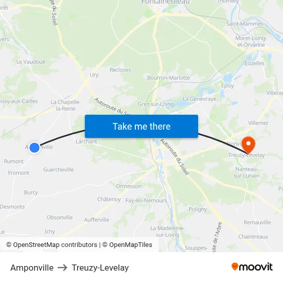 Amponville to Treuzy-Levelay map