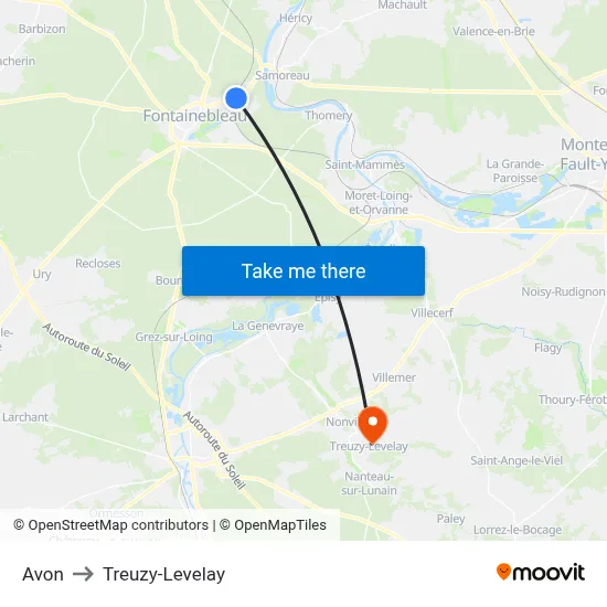 Avon to Treuzy-Levelay map