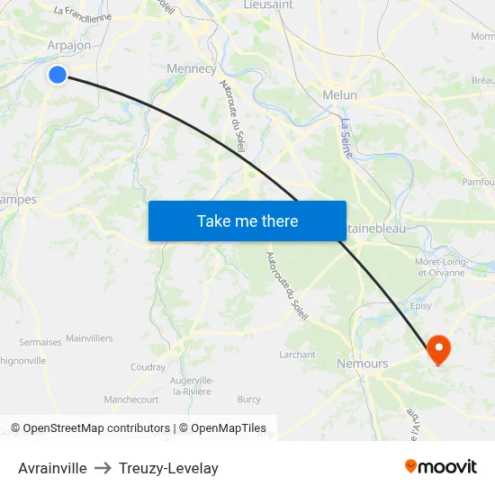 Avrainville to Treuzy-Levelay map