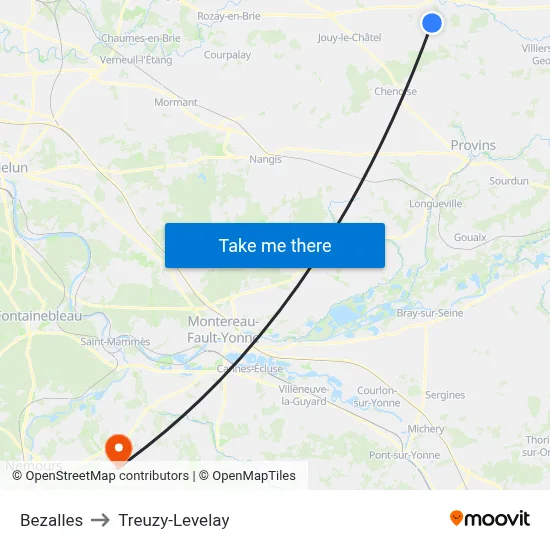 Bezalles to Treuzy-Levelay map