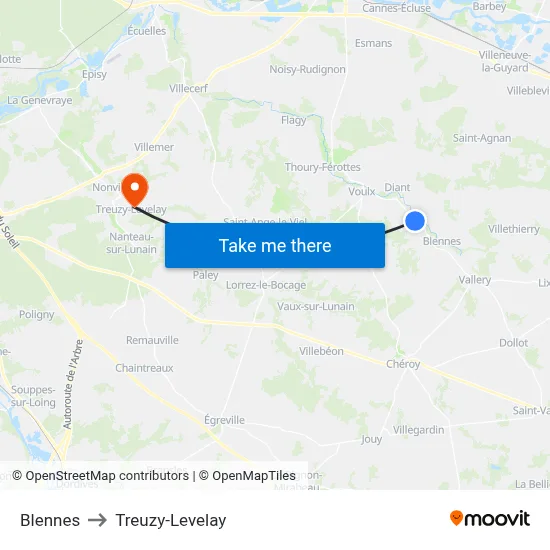 Blennes to Treuzy-Levelay map