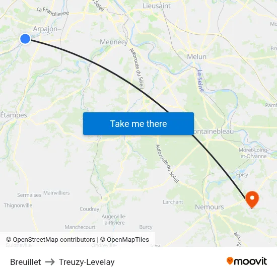 Breuillet to Treuzy-Levelay map
