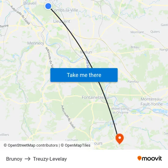 Brunoy to Treuzy-Levelay map