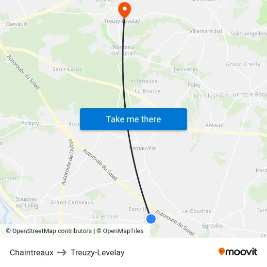 Chaintreaux to Treuzy-Levelay map