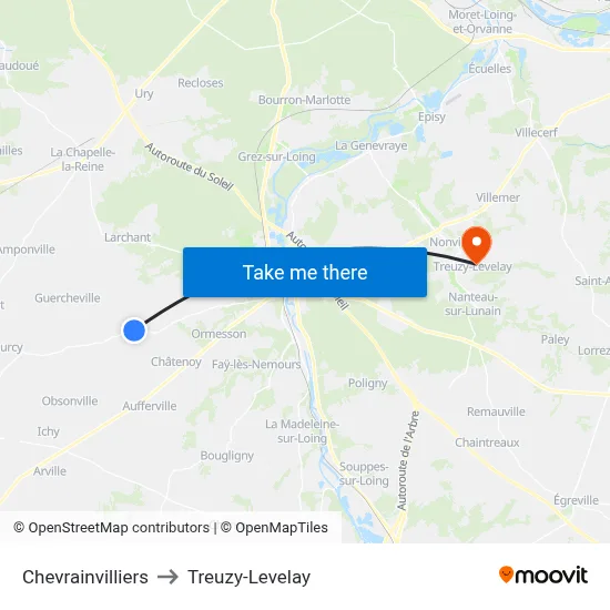 Chevrainvilliers to Treuzy-Levelay map