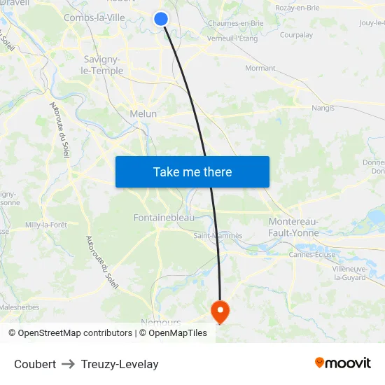 Coubert to Treuzy-Levelay map
