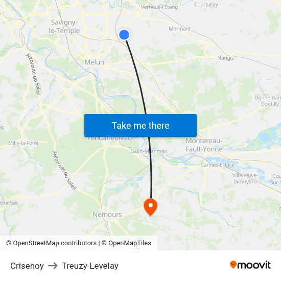 Crisenoy to Treuzy-Levelay map