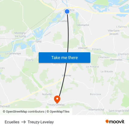 Ecuelles to Treuzy-Levelay map